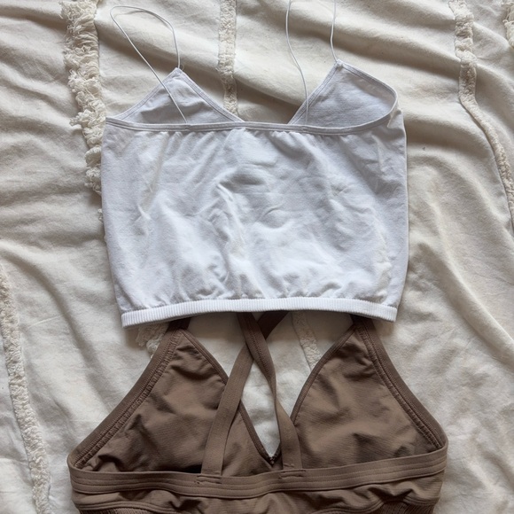 FP Movement by Free People White & Brown Ribbed Bralette and Tank Top Set - Picture 2 of 2